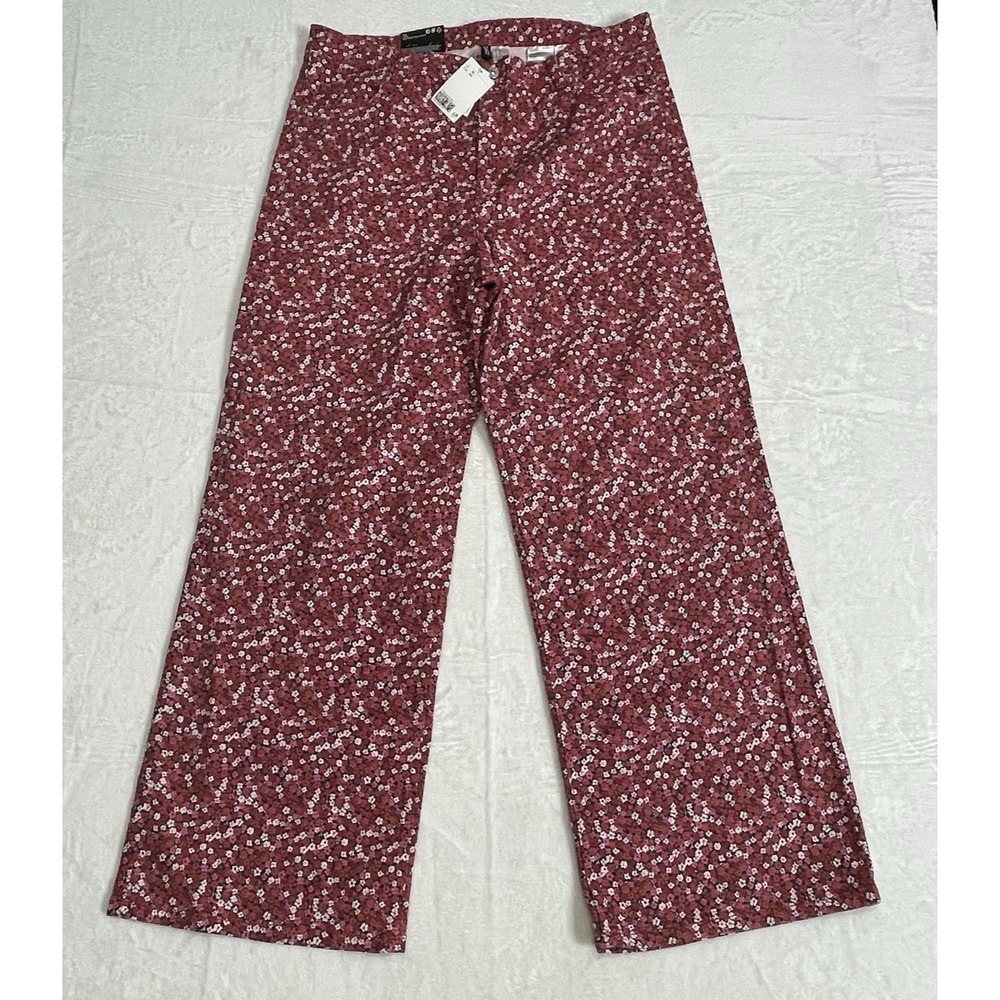 H&M Divided Womens Jeans Sz 18 High Rise Wide Leg Corduroy 98% Cotton Pink NWT